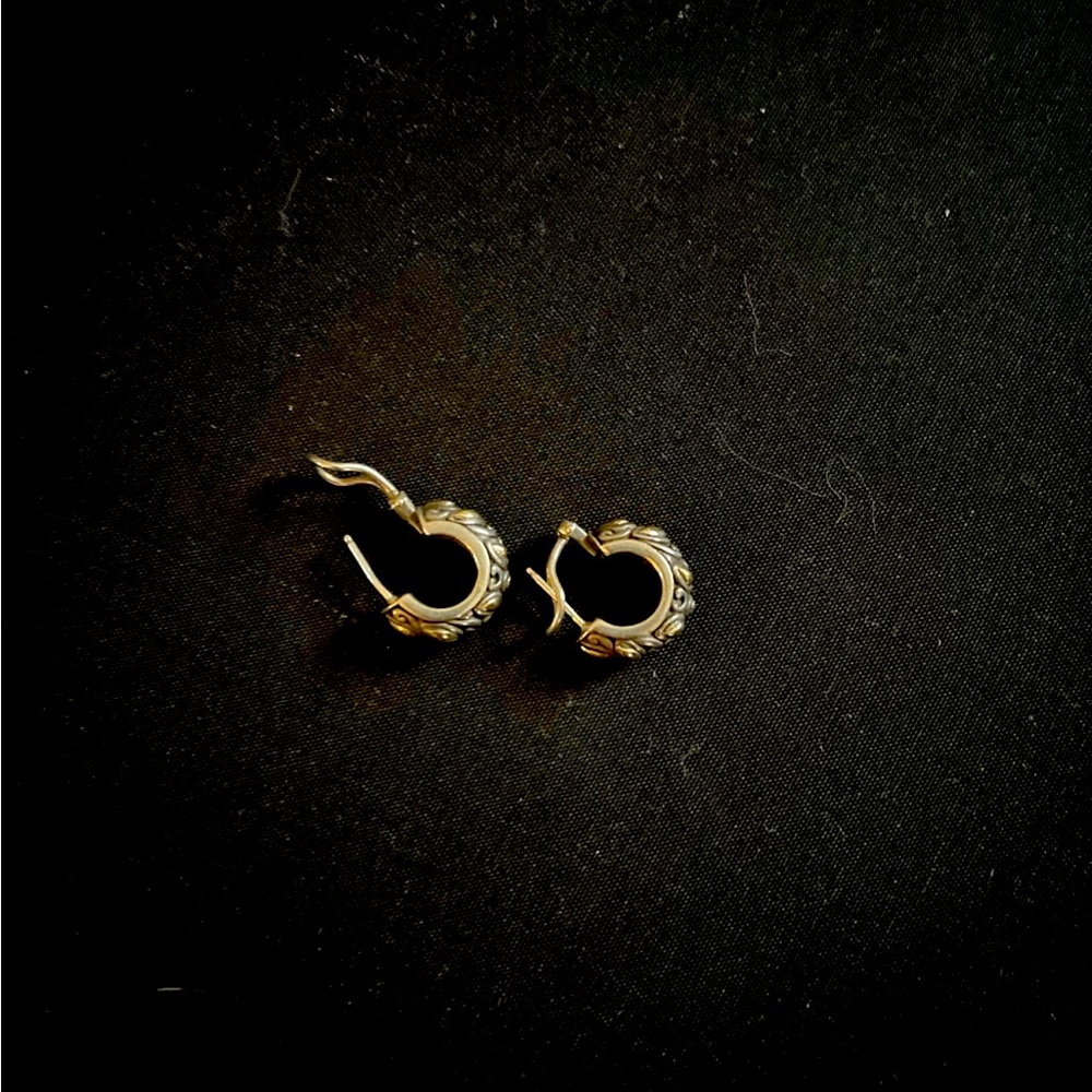 John Hardy Huggie style hoops. Silver and Gold